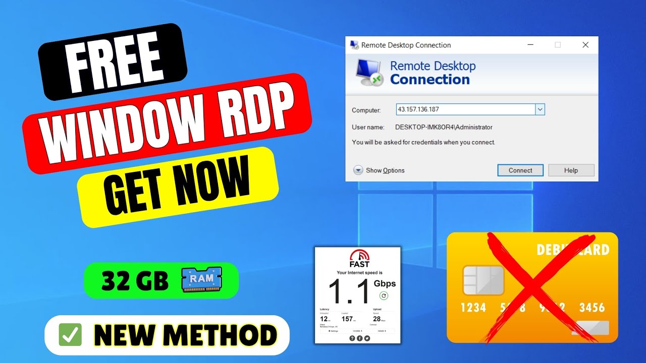 Get FREE  Windows RDP Create  | VPS/RDP From  Fast Internet Speed 🌐 | Full Admin  Access ✅