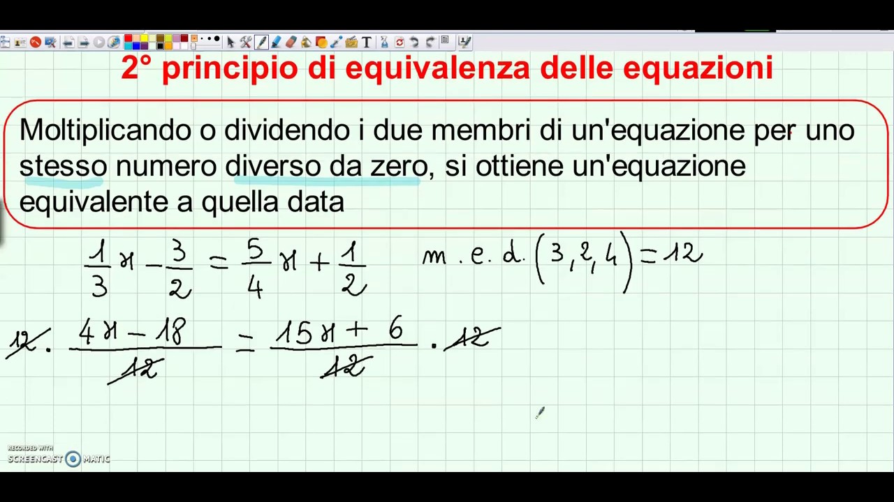 Equazioni - 2° principio di equivalenza
