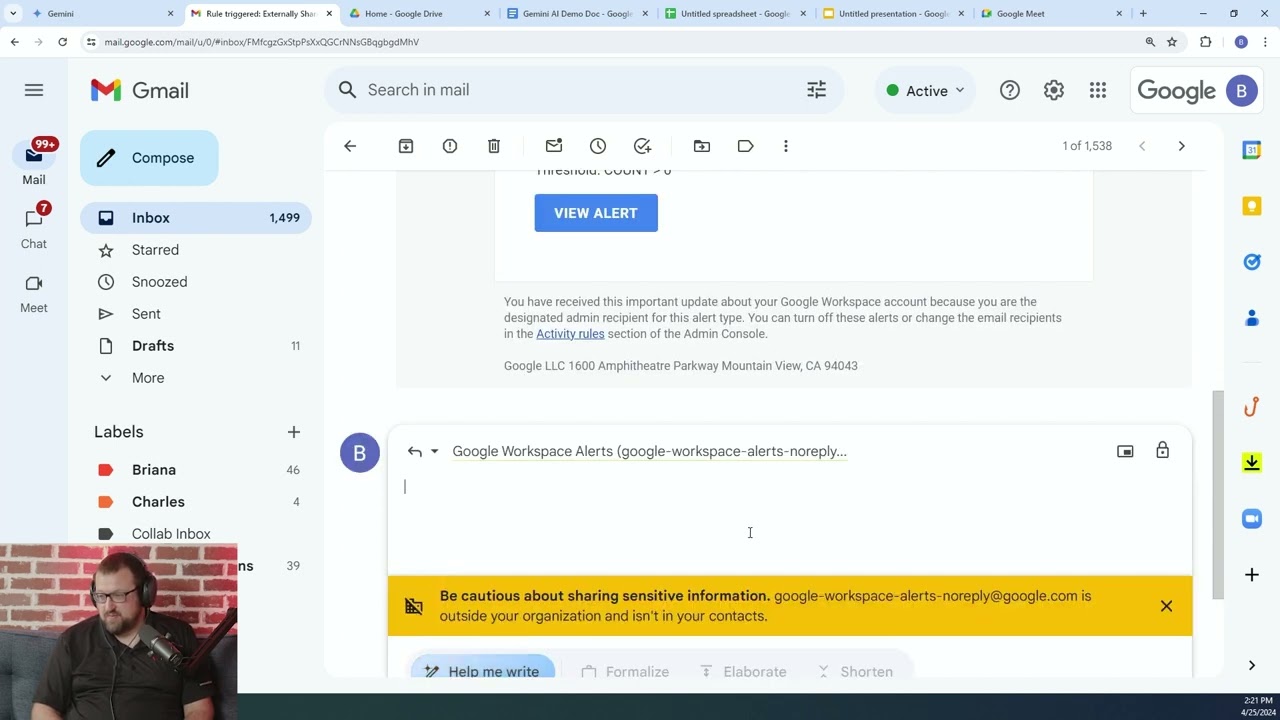 Gemini AI for Google Workspace - Google Gmail Demo