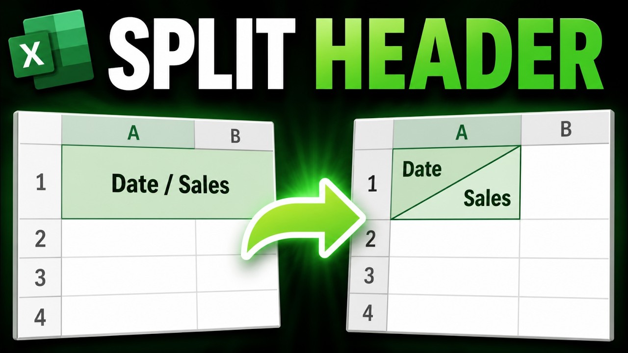 How to Split a Cell into Two Headers in Excel