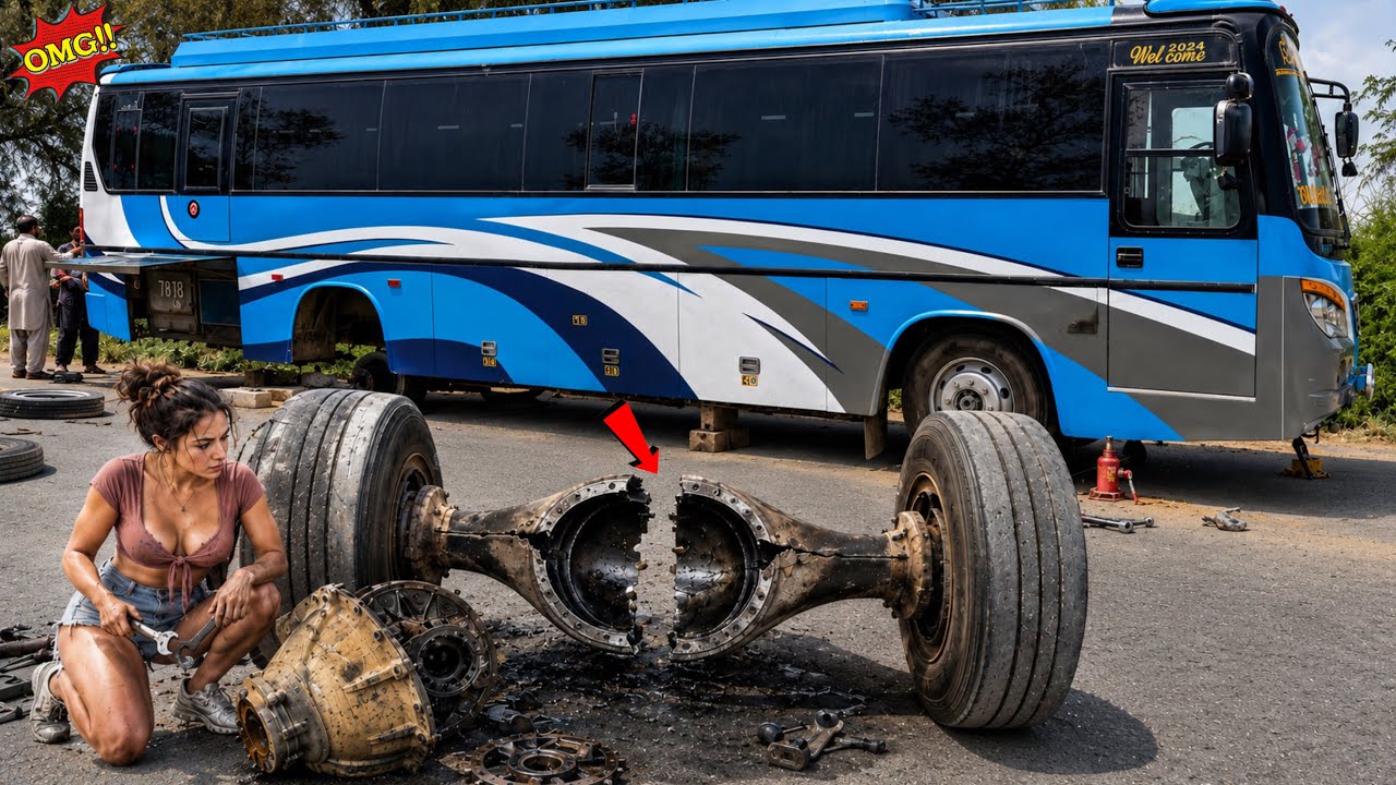 Bus Rear Axle Snapped in Half | Incredible Roadside Repair 🧑&zwj;🔧 
