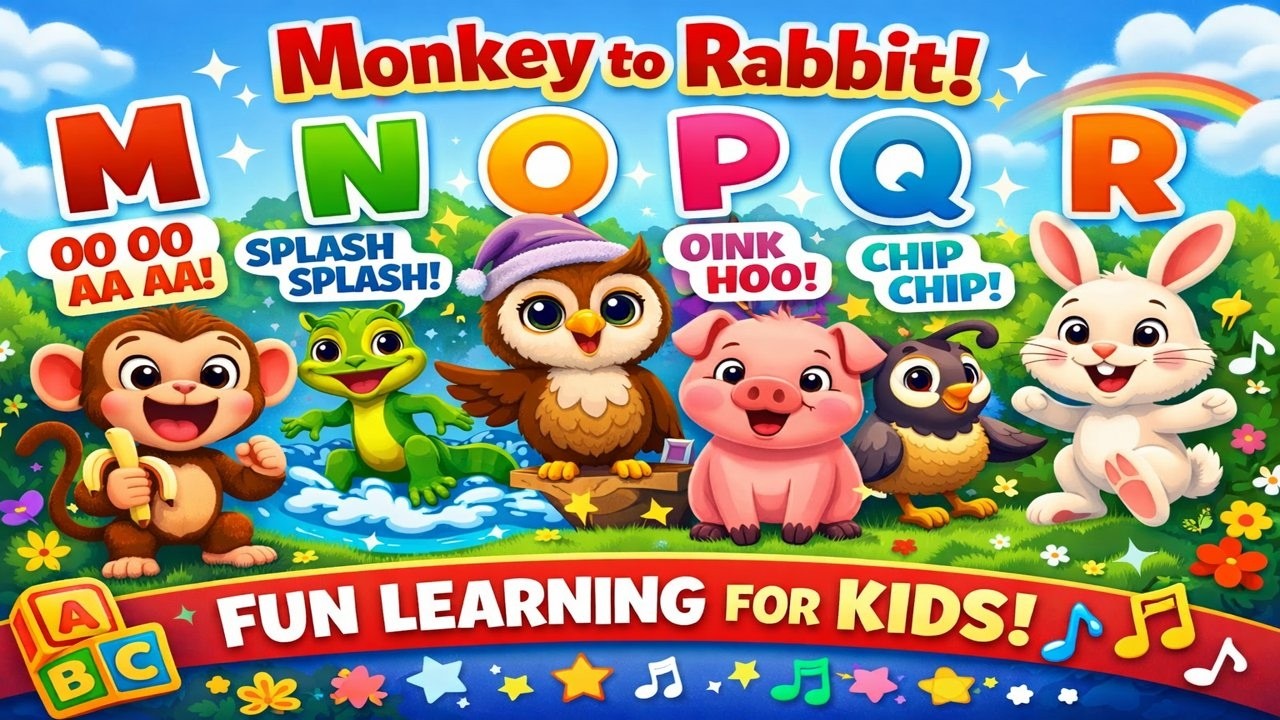 Monkey to Rabbit! 🐒🐰 M–R ABC Animal Sounds Song | Fun Learning for Toddlers & Preschoolers 🎵✨