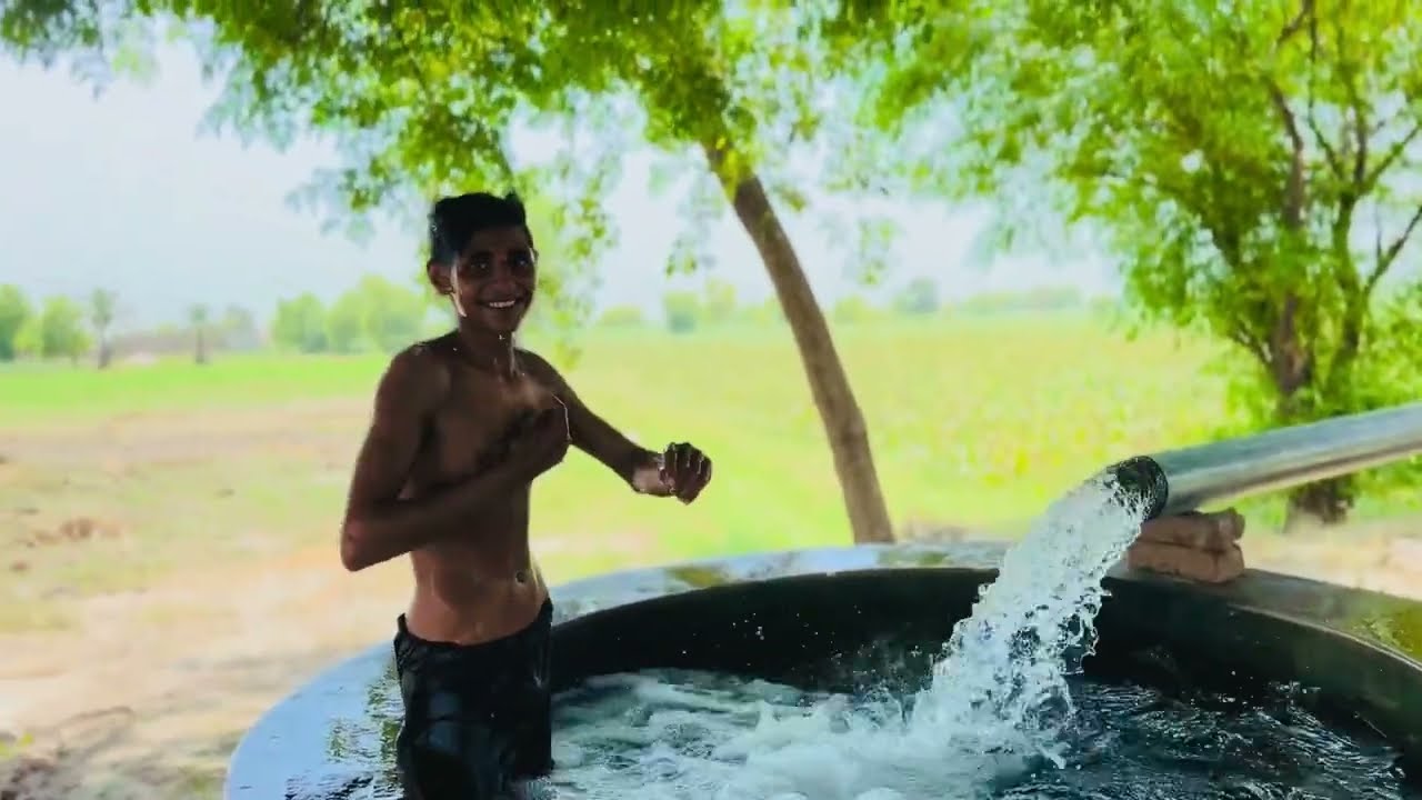 My First Vlog | Swimming in Tubewell Water Pool in Village | Tube Well water Fun by boys