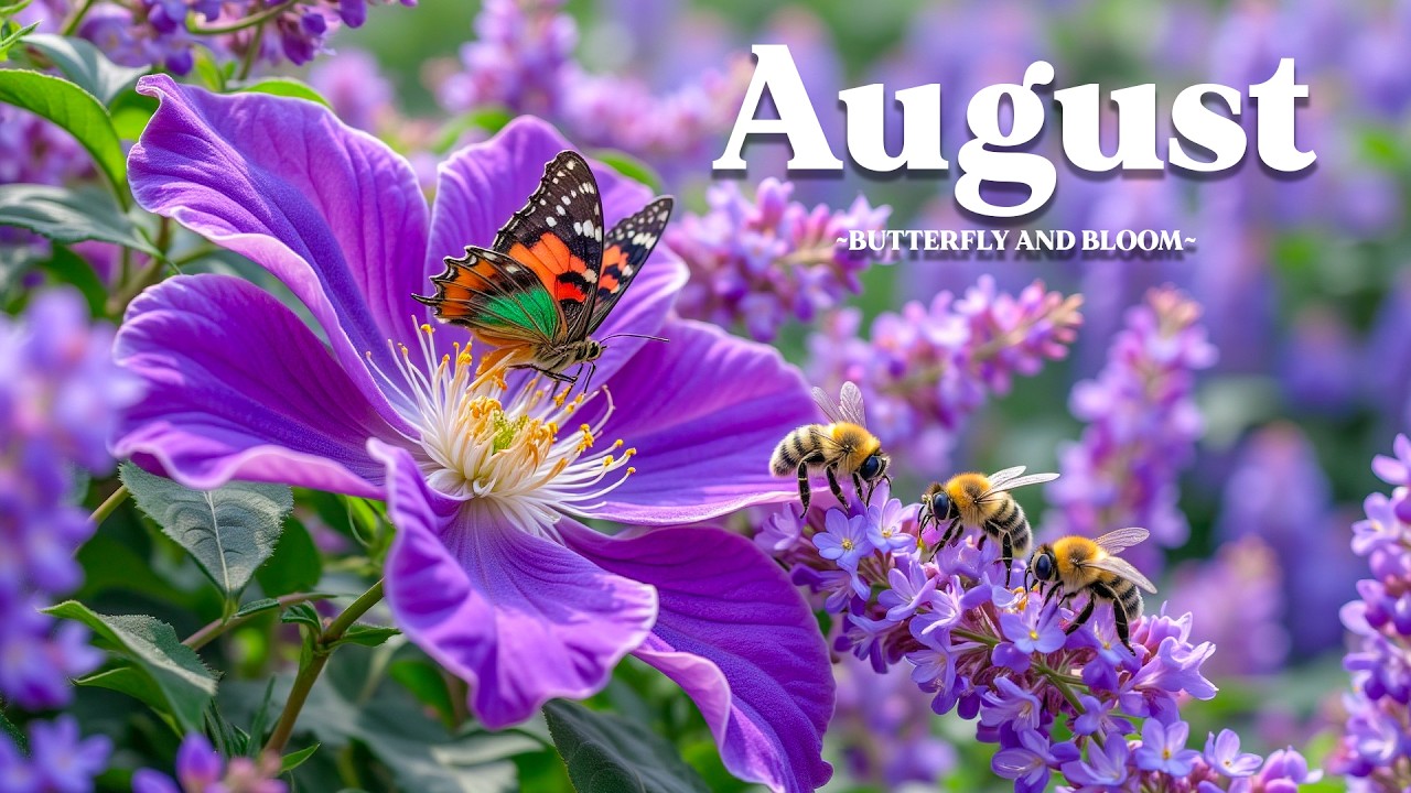Beautiful Autumn in August 8K 🦋 Dancing Butterflies,Endless Flower Meadows & Peaceful Relaxing Music