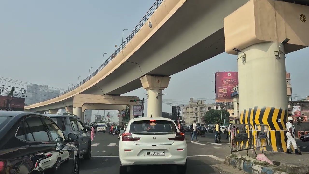 Driving in Kolkata|Saltlake karunamoyee Maa flyover Exide  | Kolkata Skyline Driving Tour | 4K Drive