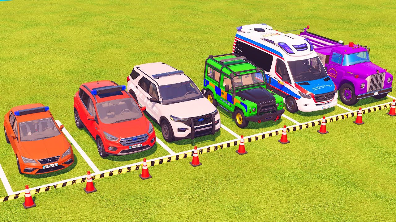 VUS GAME - TRANSPORTING POLICE CARS, FIRE DEPARTMENT, AMBULANCE VEHICLES WITH TRUCKS - FS22 #327