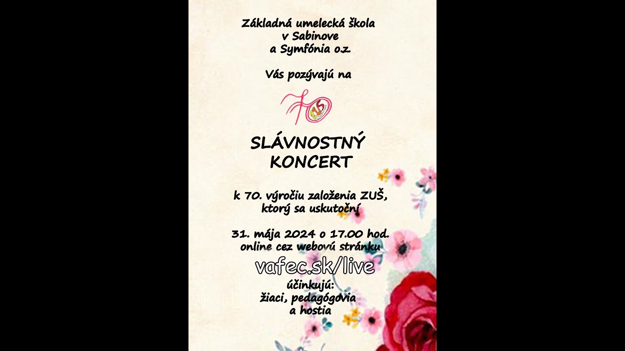 Slávnostný koncert k 70. výročiu založenia ZUŠ Sabinov