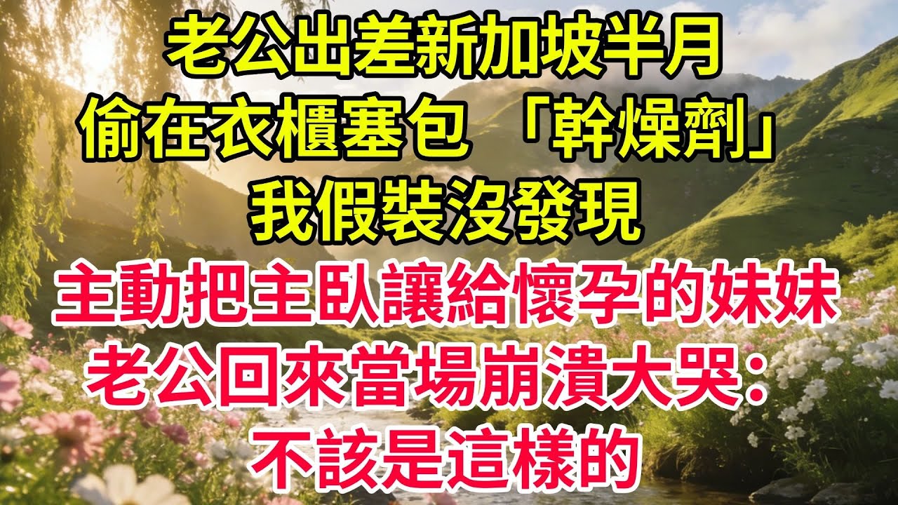 老公去新加坡出差半個月，臨走前在衣櫃裡悄悄塞了一包「乾燥劑」。我假裝沒發現，主動把主卧讓給懷孕的妹妹。結果他一回家，當場崩潰！#情感#婆媳#家庭#智慧#生活經驗#為人處世