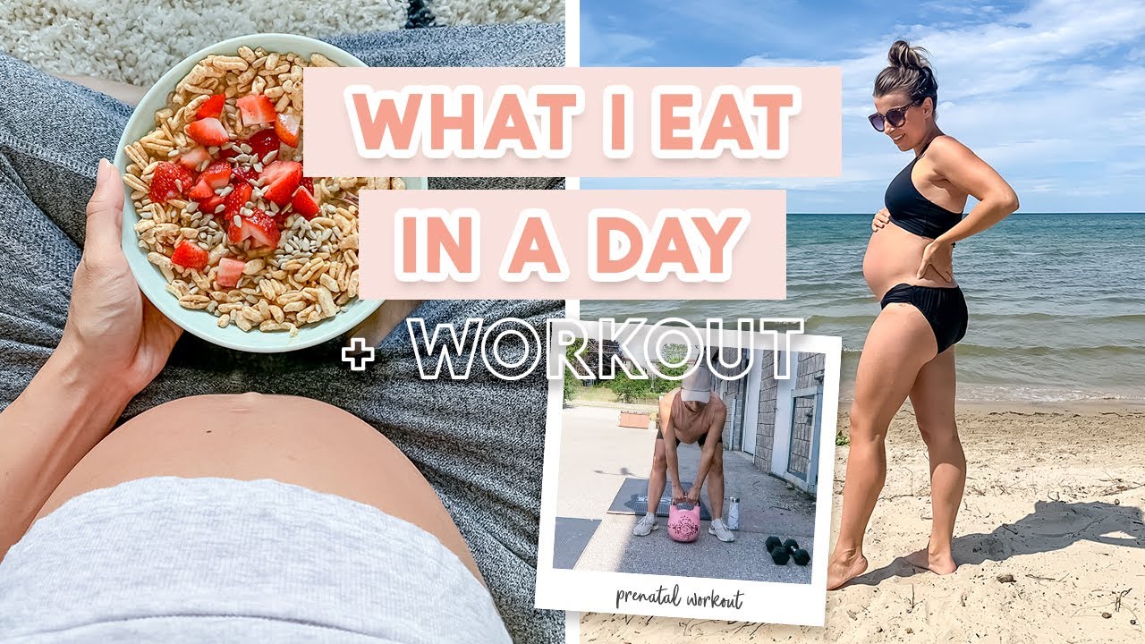 WHAT I EAT IN A DAY | Prenatal Workout + Bump Update!