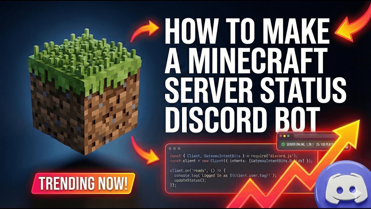 How to Make a Minecraft Server Status Discord Bot (Live Web Status) (FREE Source Code) | Node.js