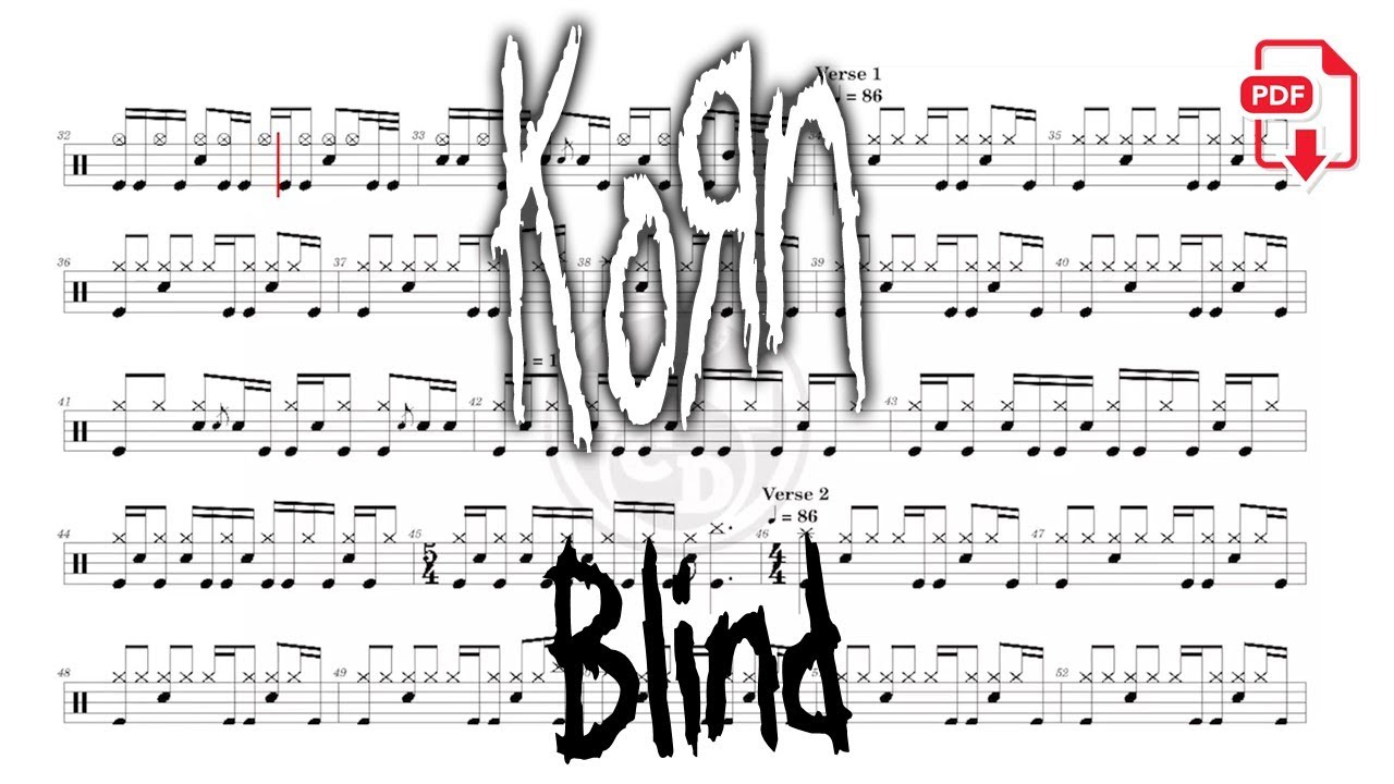 Korn - Blind(🔴 Drum Notation | Tutorial) @chamisdrums Bass Tabs on @ChamisBass