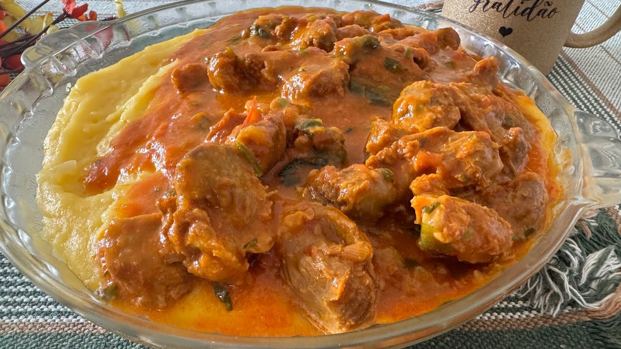 A Polenta Mais Cremosa com Moela que Já Fiz!