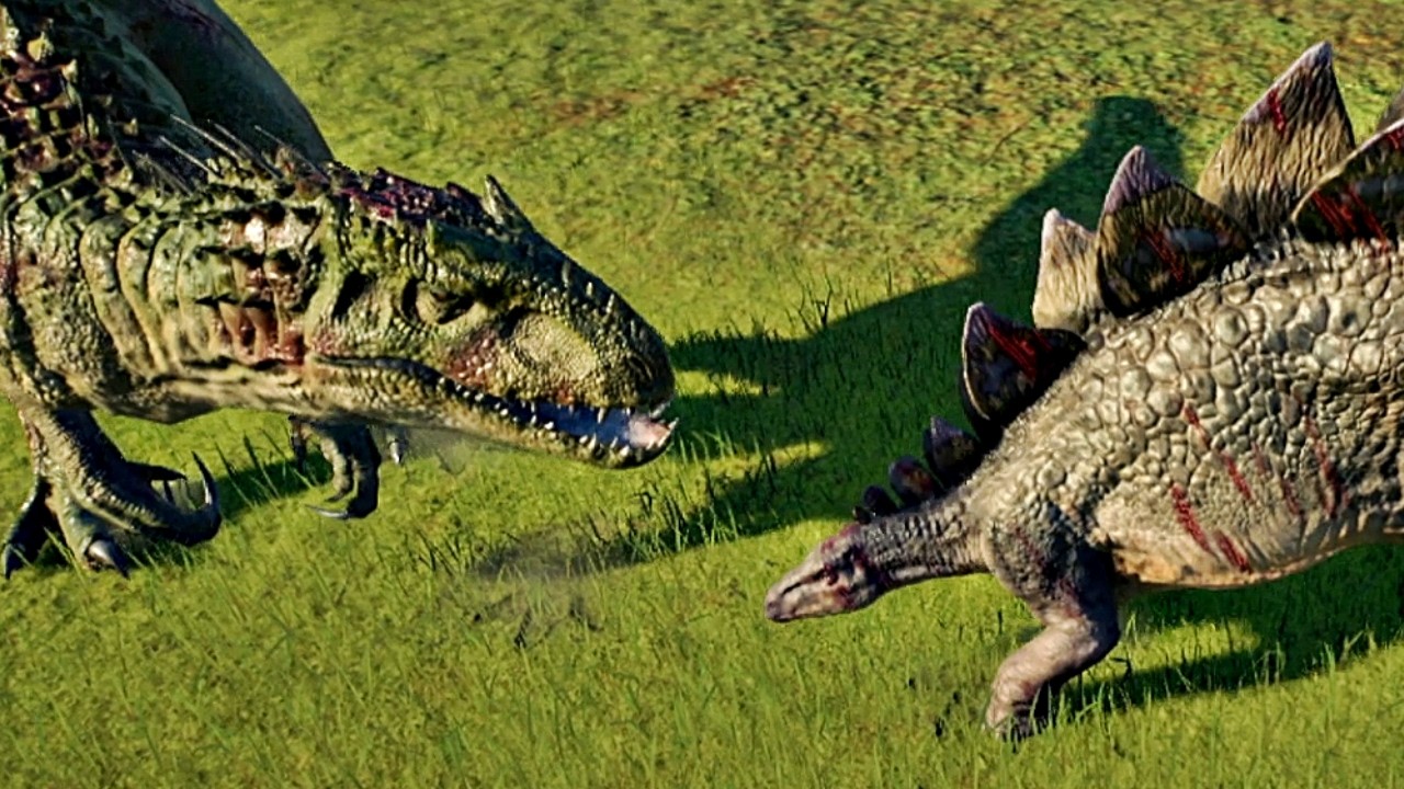 Stegosaurus Vs Indominus REX #jurassicpark dinosaurs #asmr  fighting