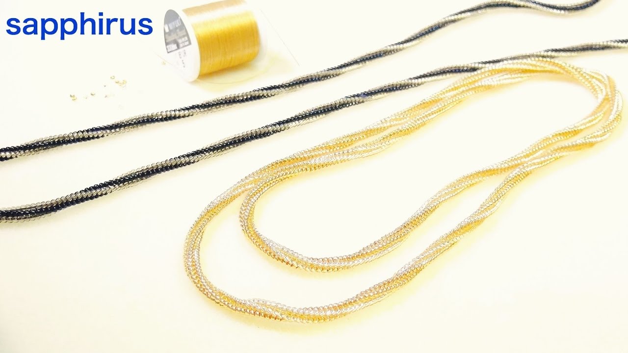 特小ビーズだけで編むヘリンボーンステッチのロングネックレス　Tubular Herringbone Stitch  Tutorial　DIY