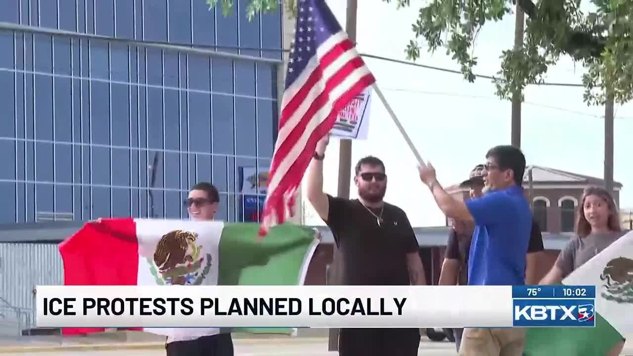 Protestors gather in Bryan amid tensions with ICE