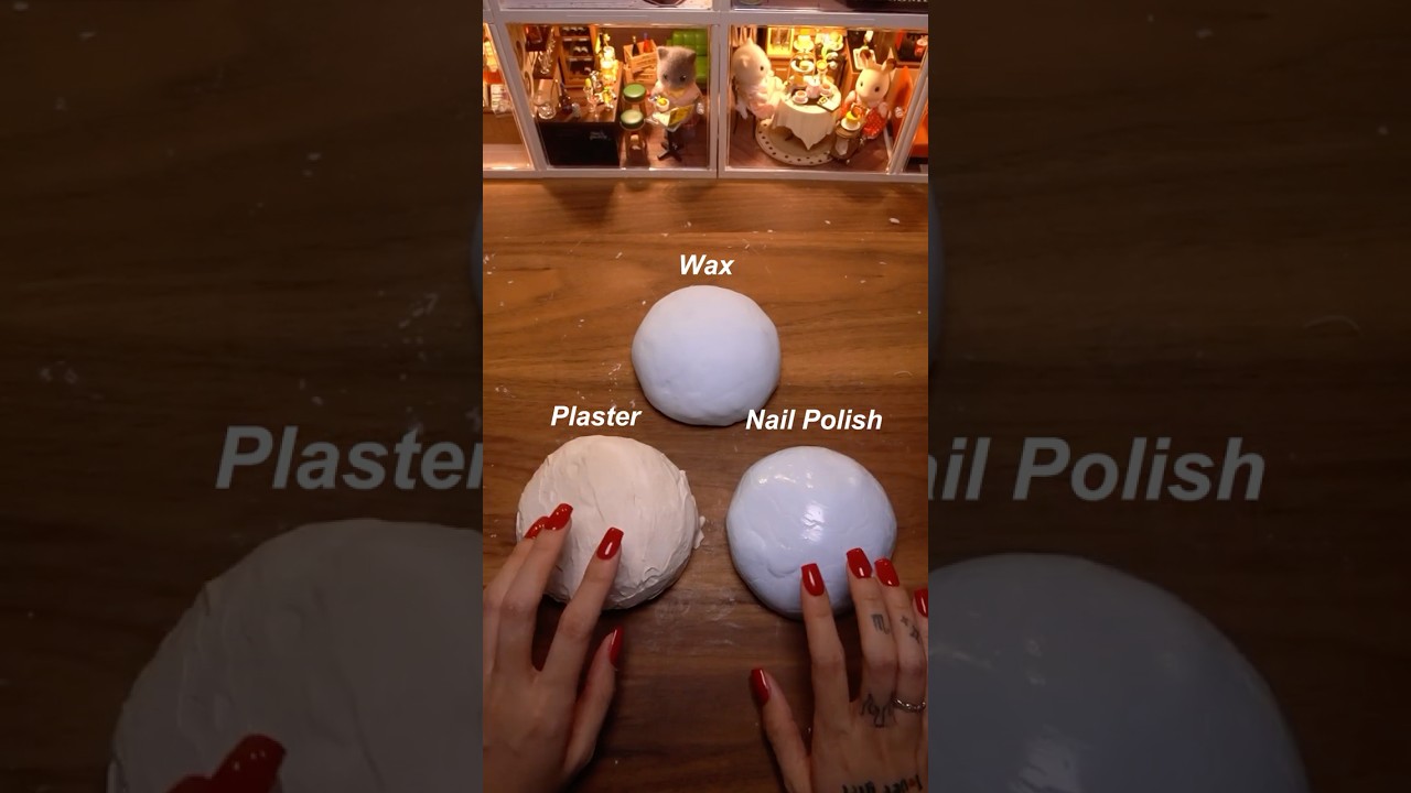 Wax vs. Plaster vs. Nail Polish covered clay #kittyasmr #asmr