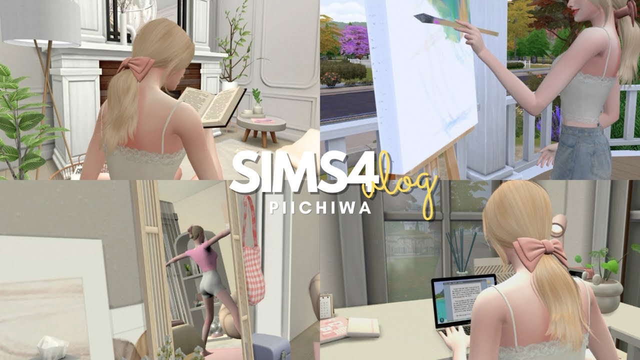 sims4 vlog |🎨˚ ༘📚 productive day with me - drawing , reading a book etc.