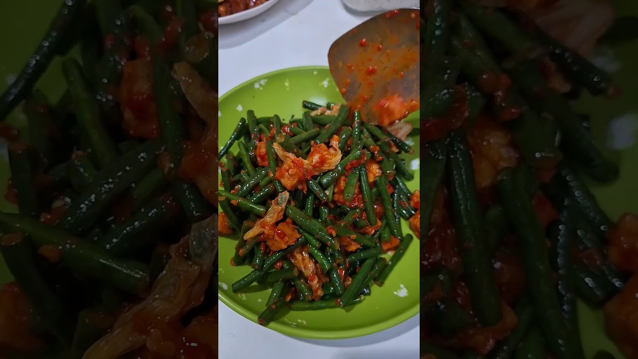 Menu tempe goreng mentega,sayur kacang panjang,ayam goreng    #masakanrumahanseharihari