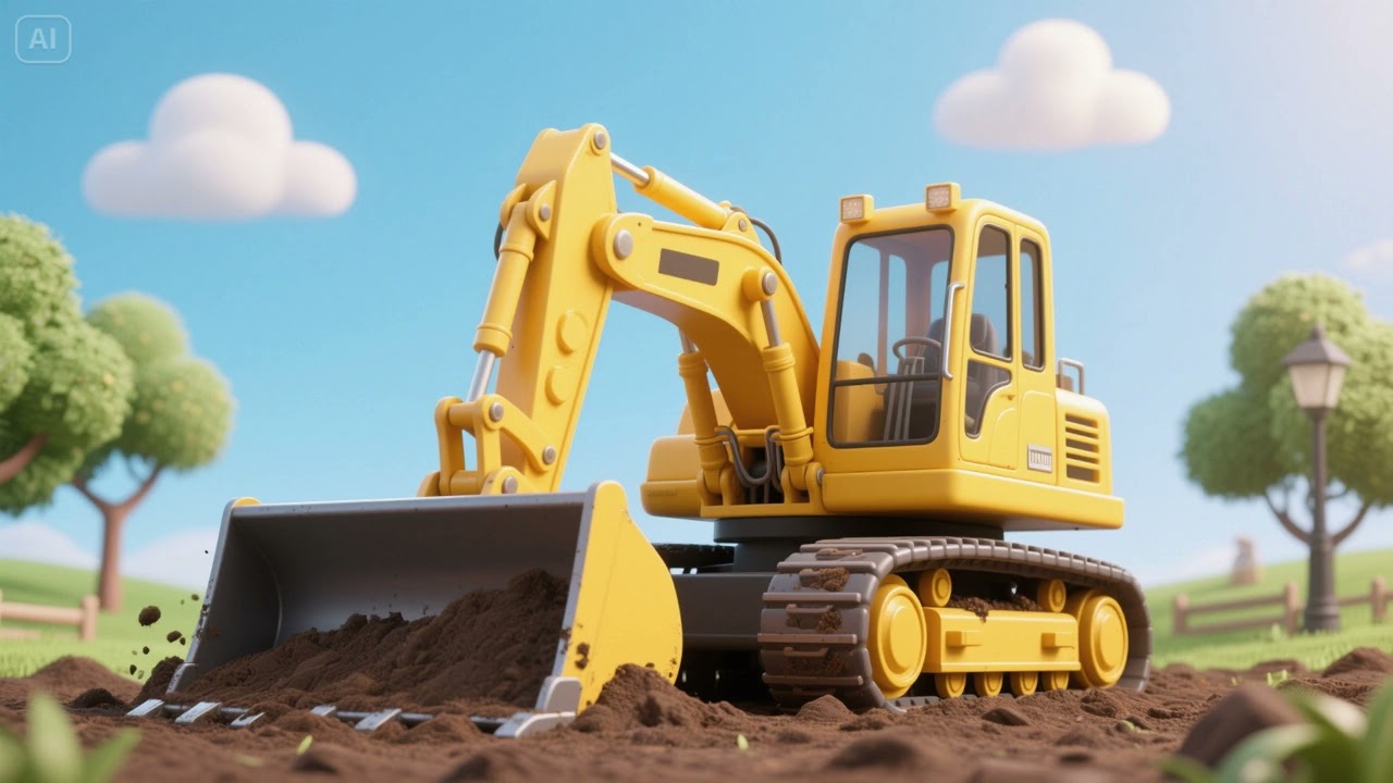 The Big Yellow Bulldozer Pushes the Dirt | Construction Song for Kids