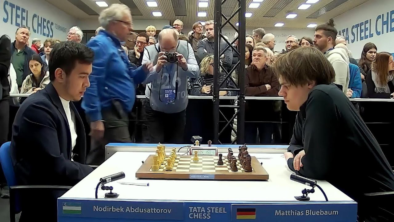 Nodirbek Abdusattorov vs. Matthias Bluebaum / Tata Steel 2026 |  ROUND 12 / Nodirbek impressed again
