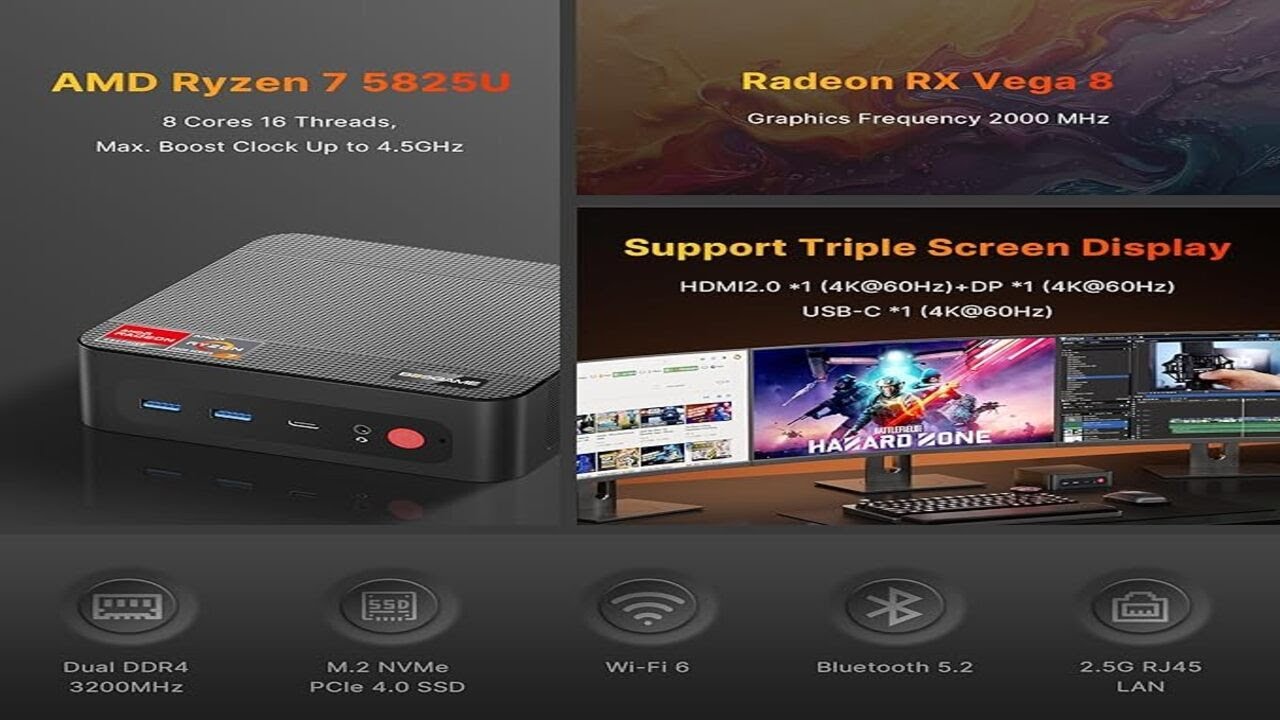 BOSGAME P4 Plus Mini PC Ryzen 7