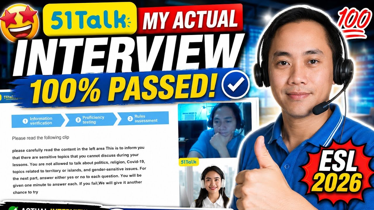 😍MY 51TALK ACTUAL INTERVIEW || 100% PASSED [ESL 2025]🤩