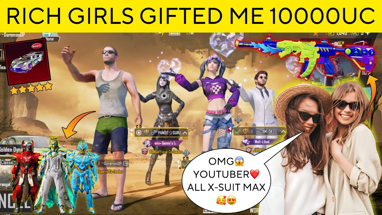 RANDOM RICH X-SUIT GIRLS😍 GIFTED🎁 ME 10000UC🥰 THEY GOT SHOCKED😱 AFTER SEEING MY ALL NEW X-SUIT MAX❤️