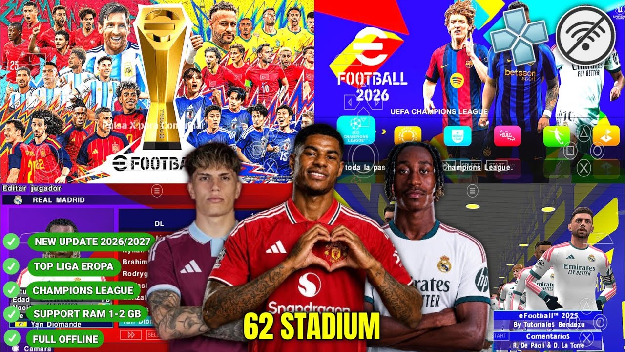 eFootball PES 2027 PPSSPP Update Full Transfer 2026/2027 | 62 Stadium | Android Offline
