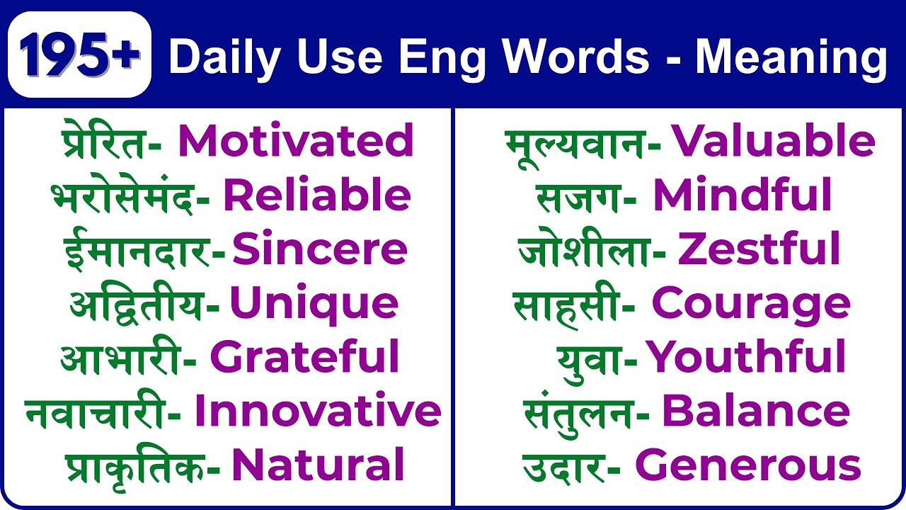 Daily Useful English to Hindi 195+ Word-Meaning and Pronunciation | Eng for Beginners #vocabulary