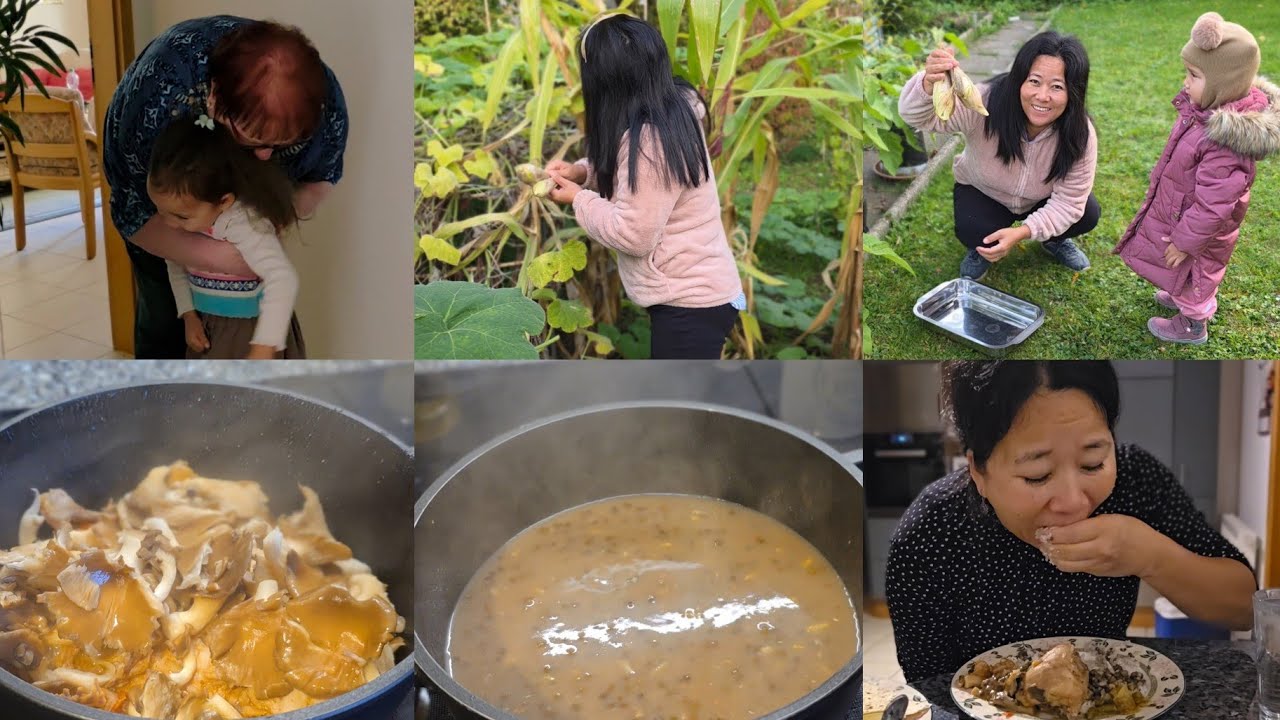 Finally Harvesting Local Corn From Our Garden|Visiting my MIL|Oil free papad,Cooking dinner & Eating