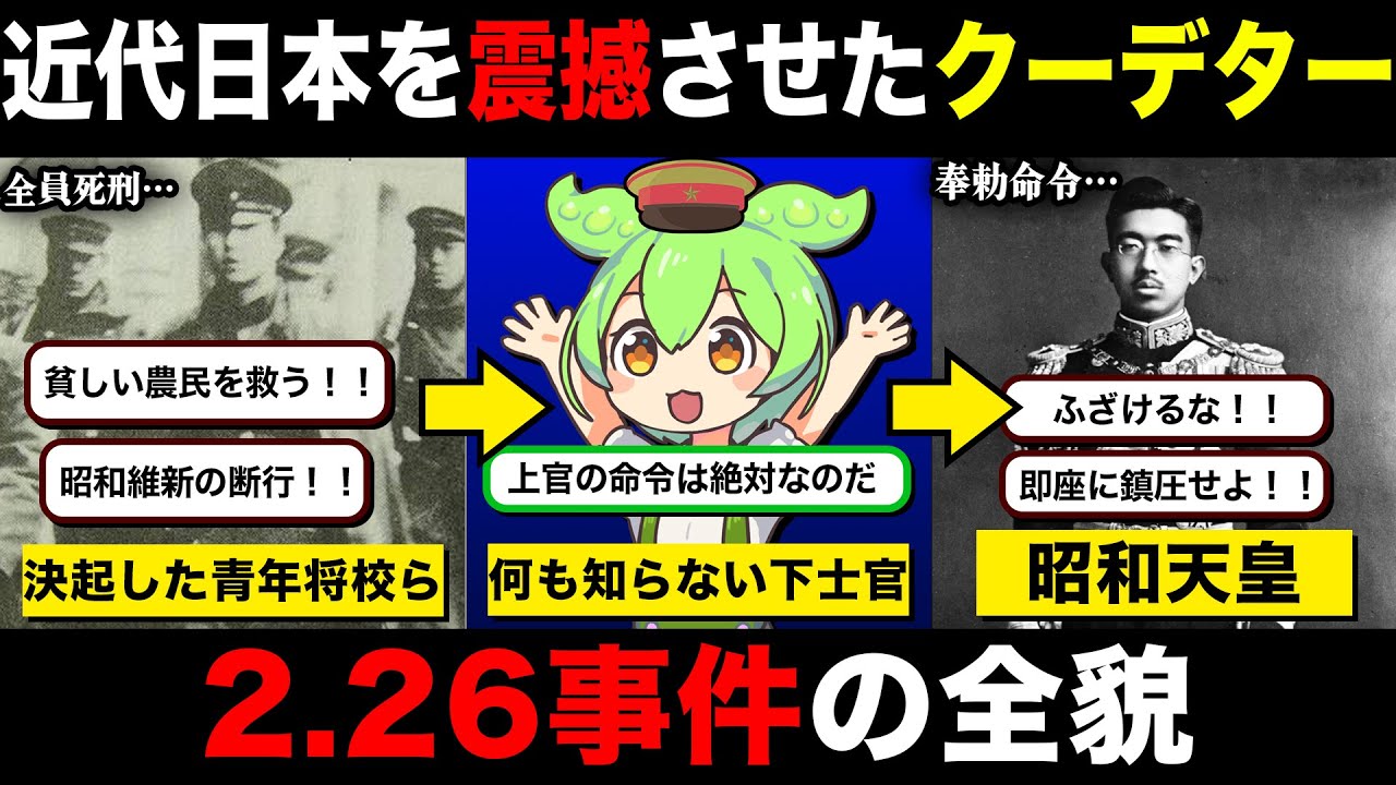 小学生でもわかる二・二六事件の全て。なぜ日本は日米開戦へと向かっていったのか...!?【ずんだもん解説】