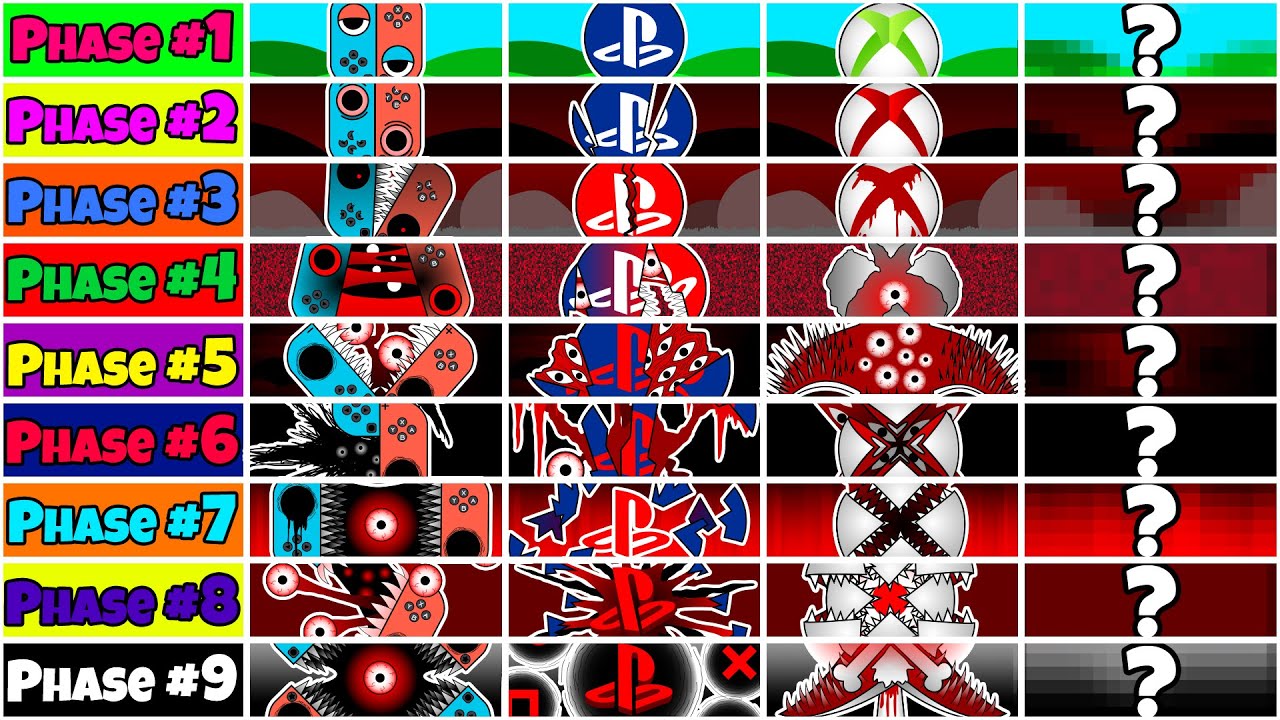 My Sprunki OC: Nintendo Switch, XBOX, Playstation (Phase 1 to Phase 9 from CONSOLE)
