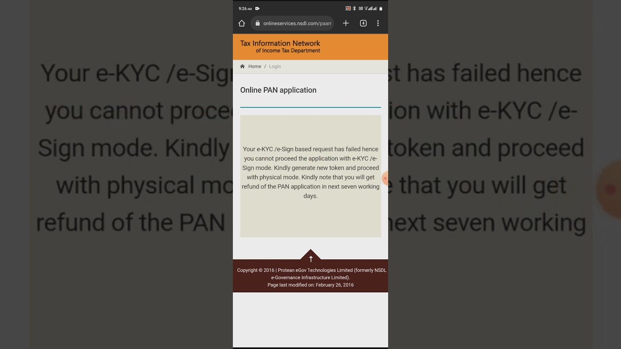 Your e-KYC/e-Sign based request has failed hence you cannot proceed #pancardonline  #RG teach #tech