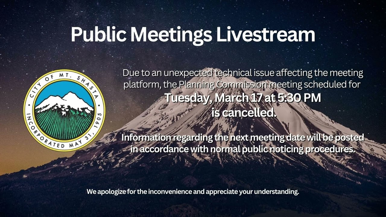 03/17/26 - Planning Commission Meeting (Livestream) - City of Mount Shasta