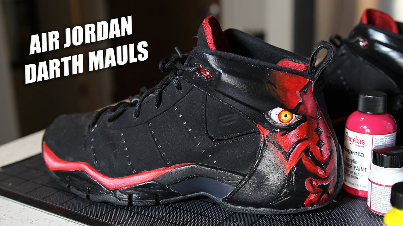 Custom Air Jordan Darth Mauls! How to Paint and Restore Thrifted Sneakers!