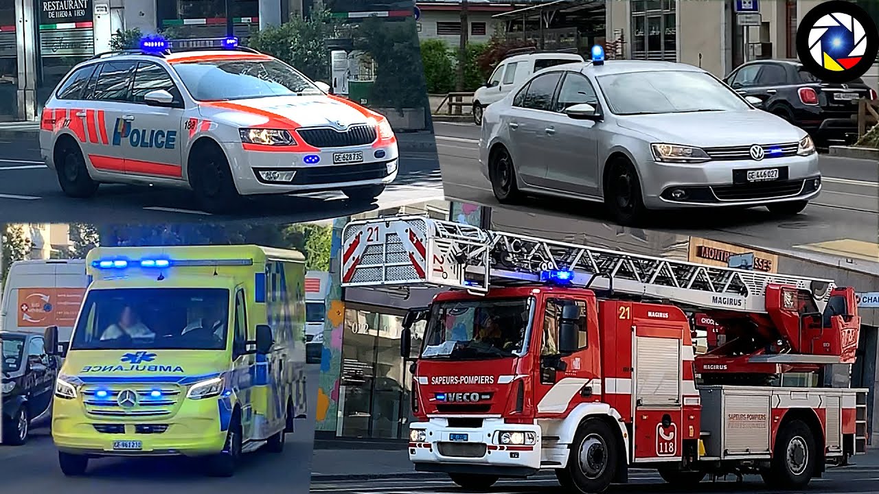 Pompiers - Police - Ambulances - Compilation - Genève 2020