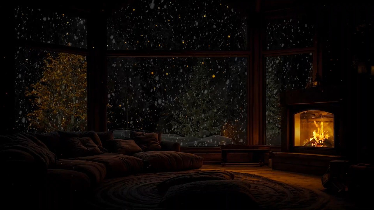 ❄️ Calm Winter Snow Outside Cabin Window 🔥 | SLEEP IN MINUTES 😴 Fireplace & Candlelight (No Ads)