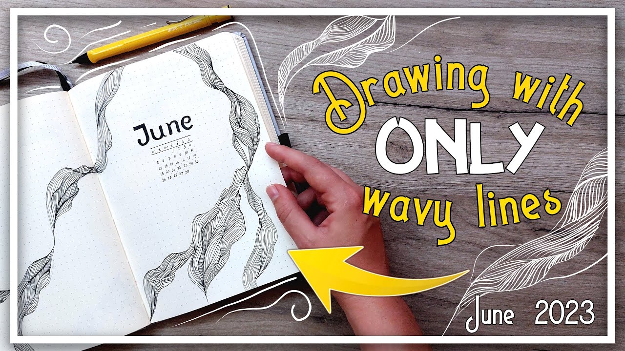 June 2023 Bullet Journal | Full monthly set up | Wavy abstract theme Black & White