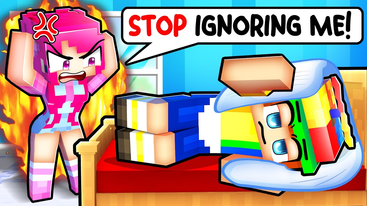 Ignoring My Crush for 24 Hours in Minecraft!