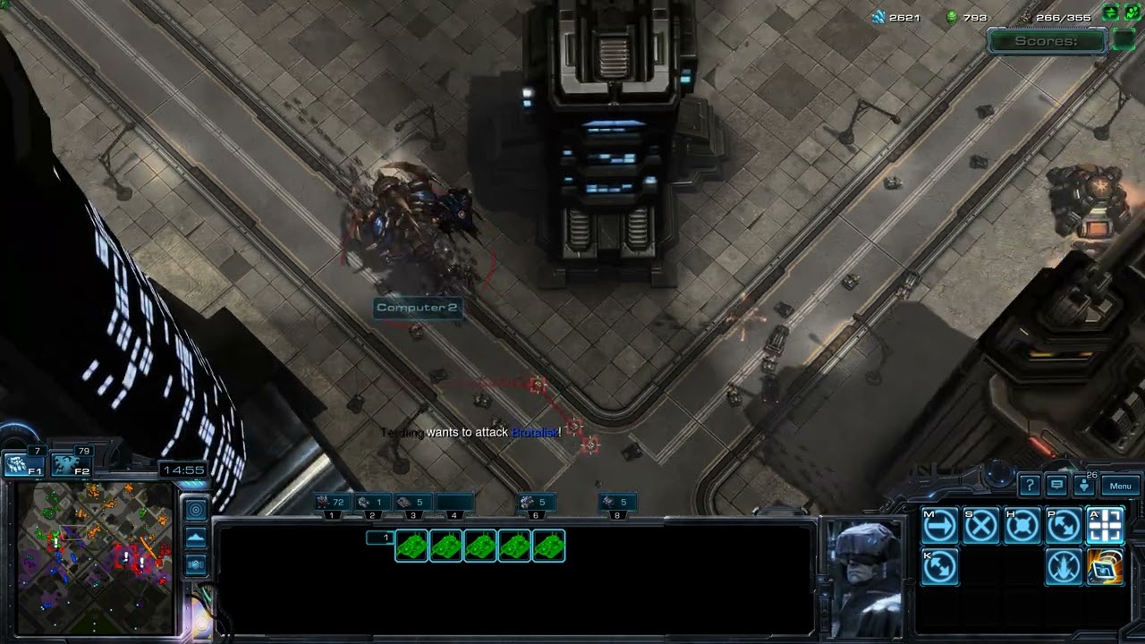 Me and an AI vs 3 zerg AI StarCraft 2 Hardcore 10000 kills