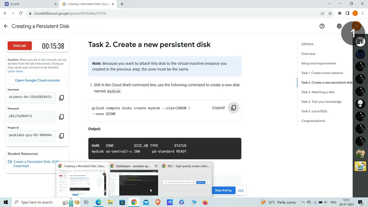 Creating a Persistent Disk GSP004