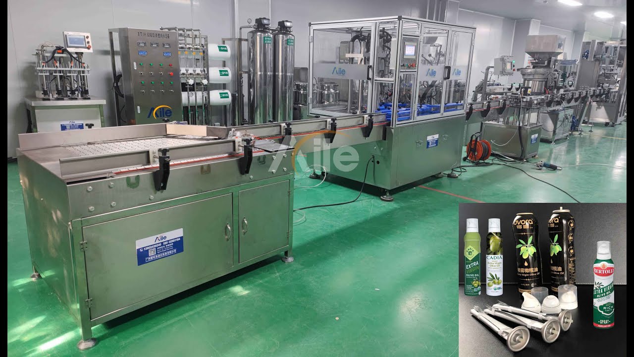 AILE Food Cooking Oil Olive Oil Whipped Cream BOV Aerosol Filling Line For Mediterranean Area