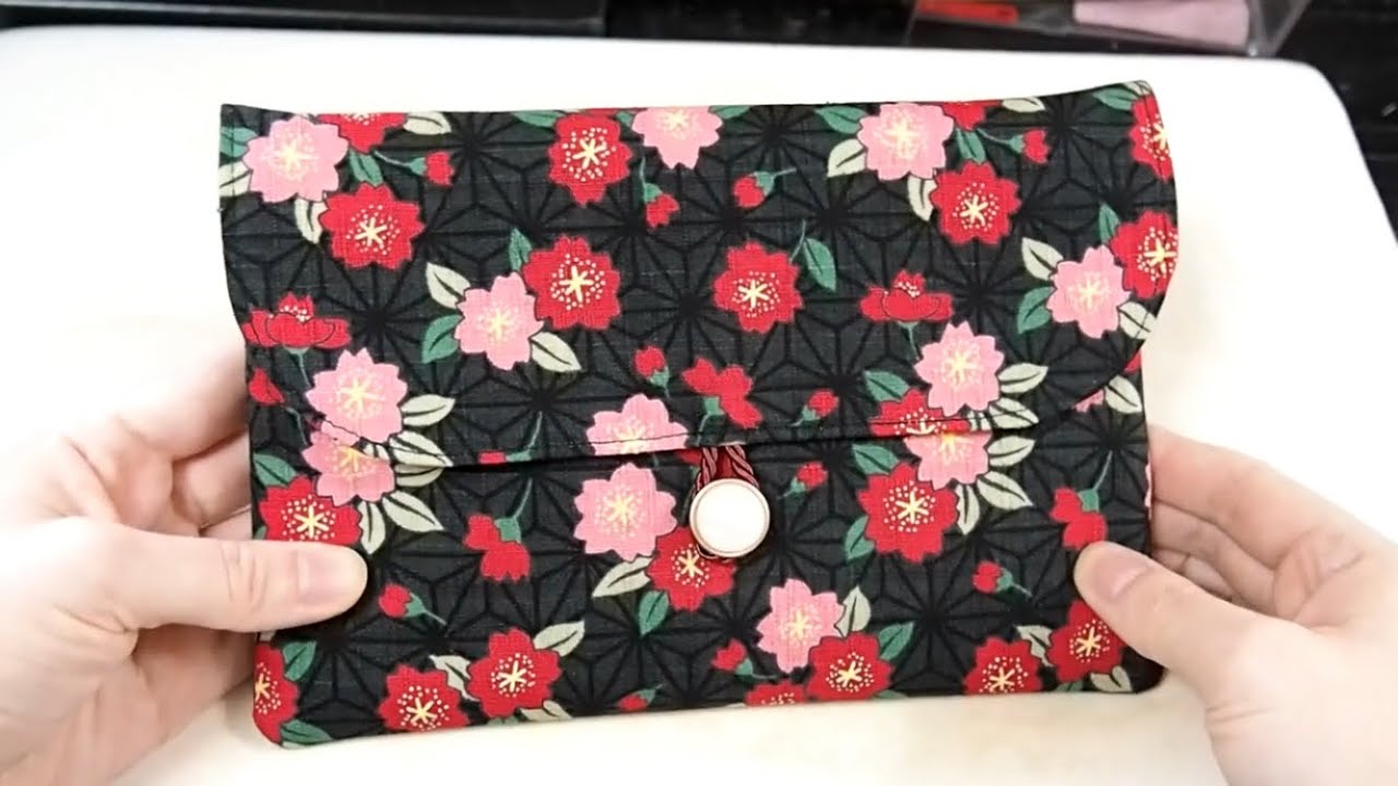 ボタンで止める御朱印帳ケースの作り方　I make Japanese-style cloth miscellaneous goods.