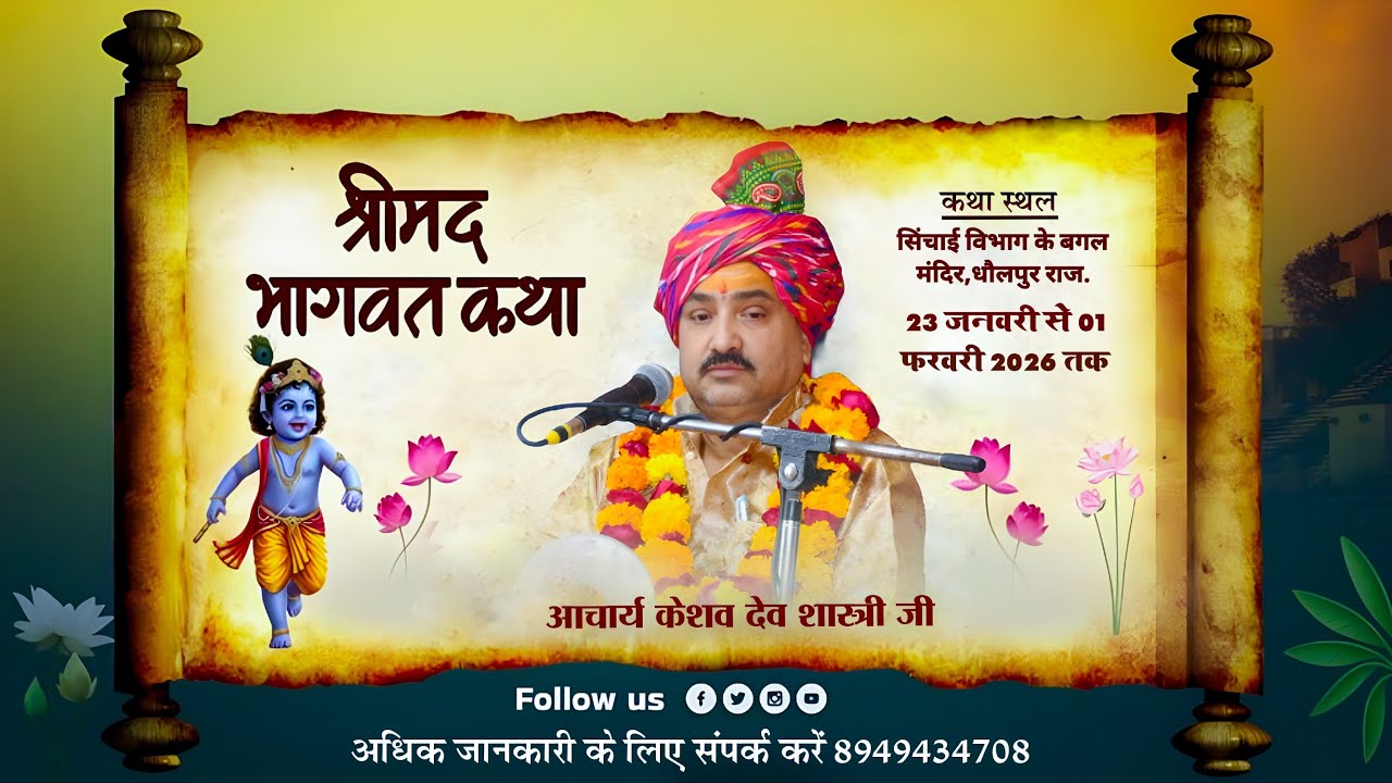 Live🔴/day -8 परम् पूज्य आचार्य केशव देव शास्त्री जी (बदरेठा वाले) हनुमान मंदिर मित्तल कॉलोनी धौलपुर