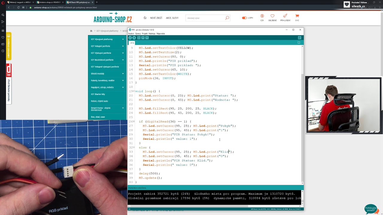 Arduino n&aacute;vody | Stream M5stack modul PIR | Senzor AS312