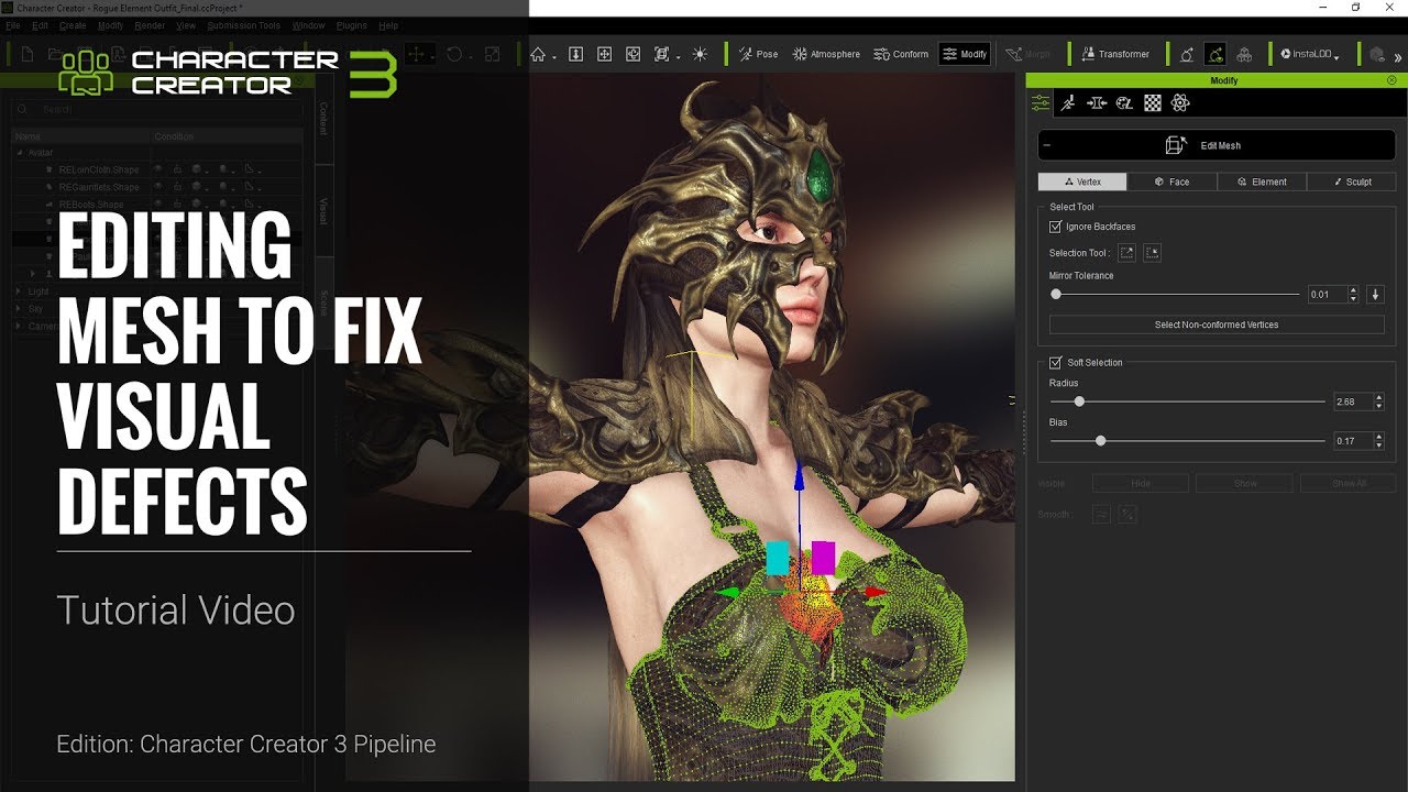 Character Creator 3 Tutorial - Fixing Visual Defects Part 1: Mesh Editing