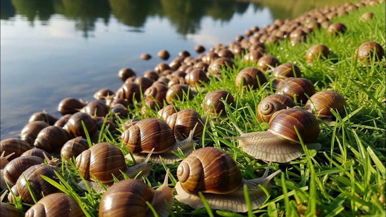 Snail Invasion! Unbelievable Scene at the Lakeside