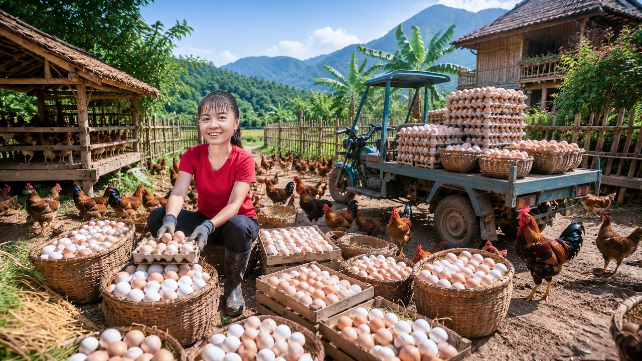Harvesting 1000+ Chicken Eggs And Farm Chickens | Selling At Countryside Market