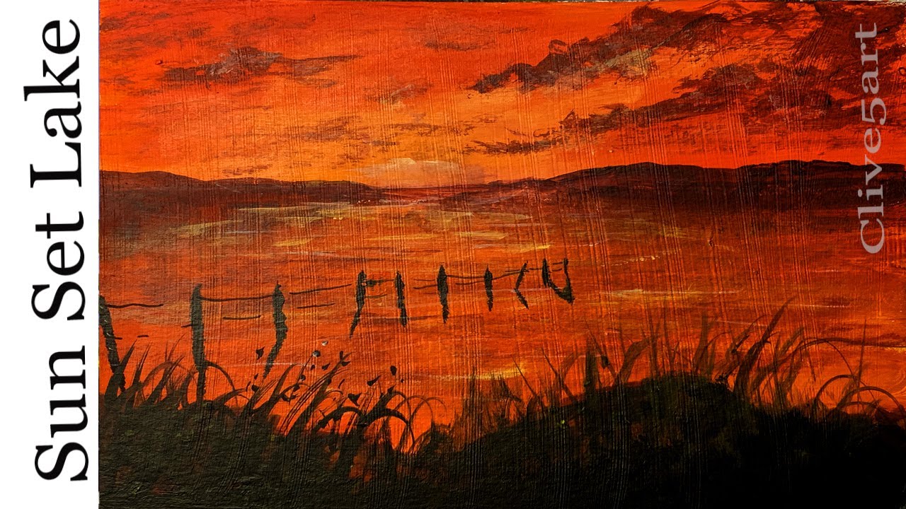 Painting a Sunset on a lake in 10 Minutes or So with Acrylics!