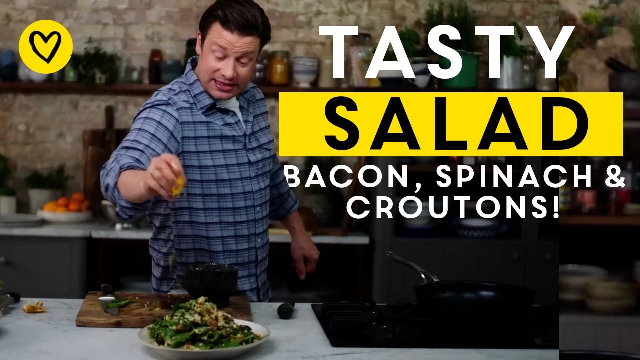 A Proper TASTY Crispy Bacon & Spinach Salad | Jamie Oliver